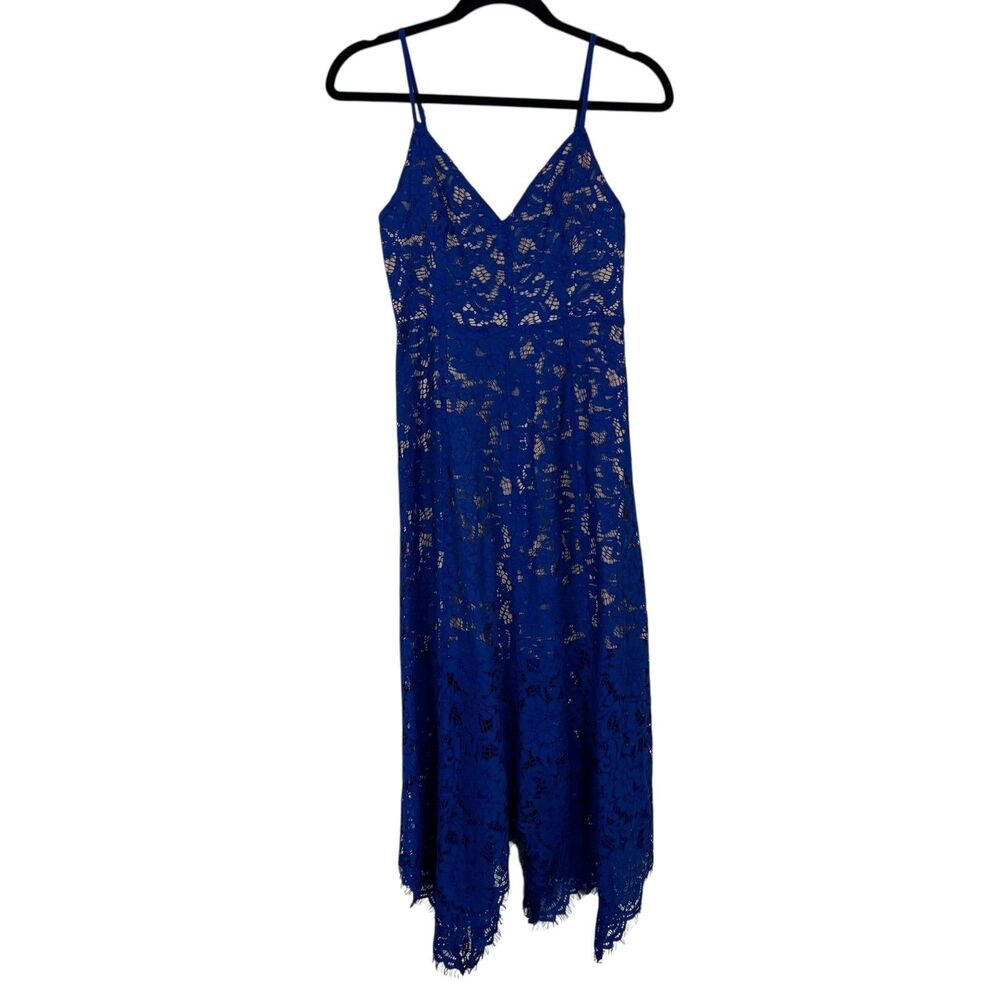 Lulus Women's Royal Blue Lace Spaghetti Strap Midi Dress Size Small